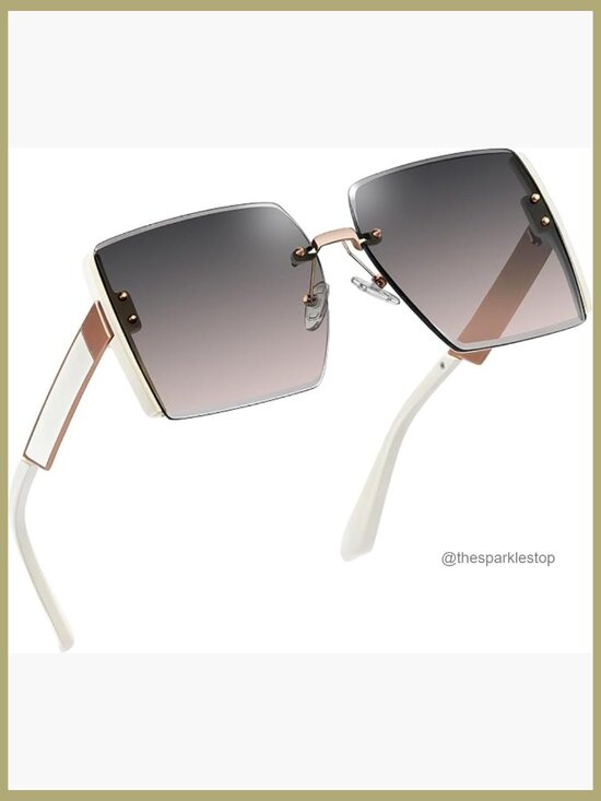 Oversized Square Rimless Sunglasses UV400 Protection Sunnies main image 7
